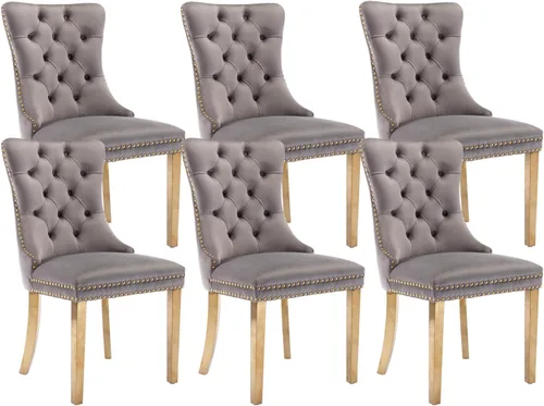 Vista 59 de Juego de 2 sillas de comedor de terciopelo beige, sillas de comedor tapizadas beige01