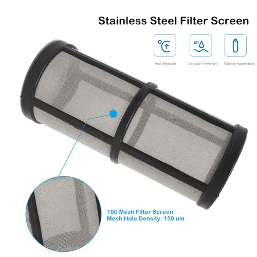 Vista 7 de AutoRocking Colador en línea NPT hembra de 1/2 pulgada con pantalla de filtro de acero inoxidable de malla 100 (MWP 150 PSI)