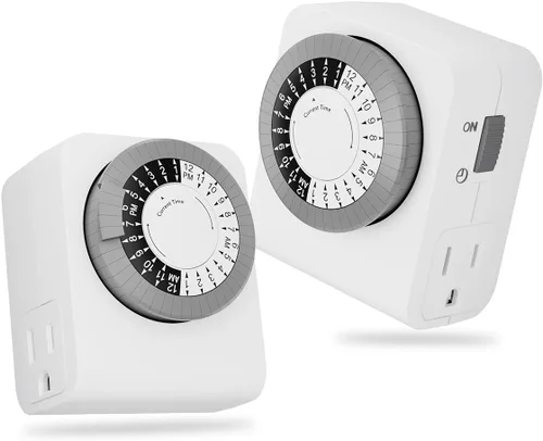 Vista 8 de BN-LINK Temporizador de salida con 2 enchufes con conexión a tierra, temporizador de luz mecánico para enchufe eléctrico interior, 24 horas, 3