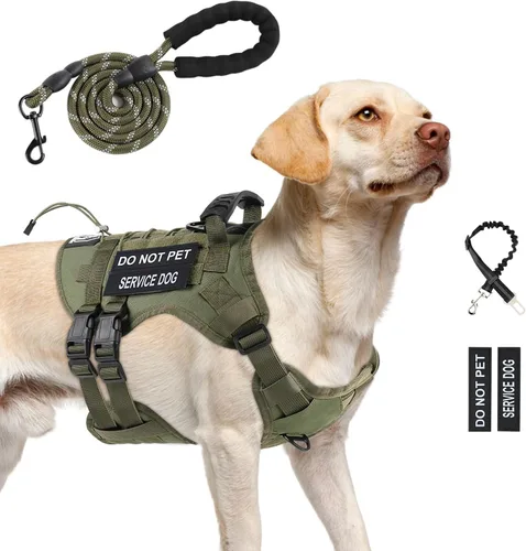 Vista 23 de Arnés táctico sin tirones para perro, tamaño pequeño, chaleco para perro de Negro