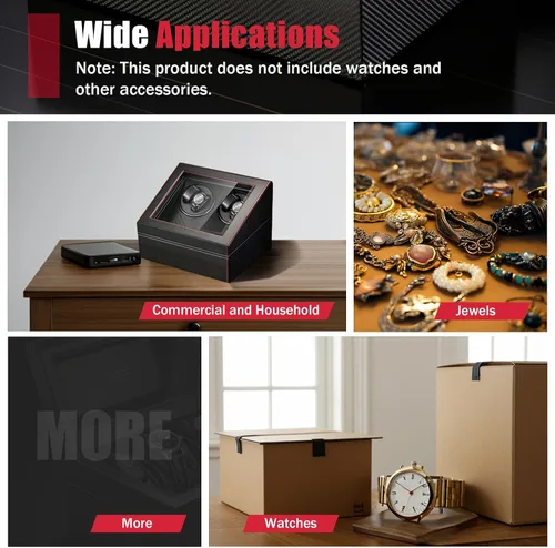 Vista 8 de Enrolladores de reloj para relojes automáticos, caja de bobinadora automática de reloj con 4 bobinadoras, 6 almacenamiento adicional