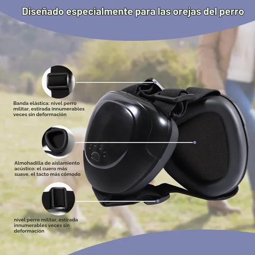 Vista 3 de Funda para Orejas de Perro, Orejeras para Perros con Protección contra el Ruido, Orejeras para Perros con Cancelación de Ruido de 29dB NRR Negro
