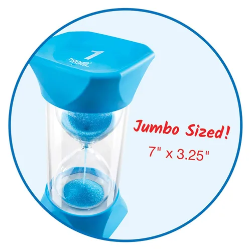 Vista 2 de hand2mind Temporizador de arena jumbo de 1 minuto, temporizador de reloj de arena grande, reloj de arena, temporizador silencioso para niños
