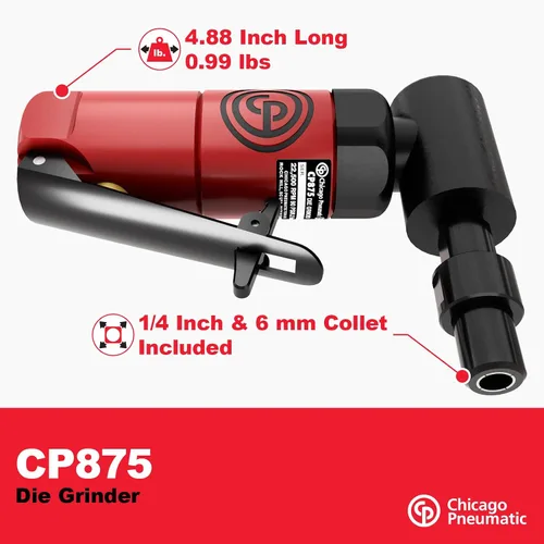 Vista 3 de Chicago Pneumatic CP875 – Amoladora neumática angular, 90 grados, 1/4 pulgada