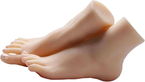 Vista 5 de SZLYTYUN Un par de modelos de pies femeninos de silicona realistas de tamaño real, pies de silicona para mostrar zapatos, joyas, sandalias
