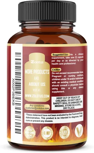 Vista 3 de Tribulus Terrestris Cápsulas con Ashwagndha, Panax Ginseng, Saw Palmetto, Maca, Shilajit - 90 Cápsulas - Suministro de 3 meses