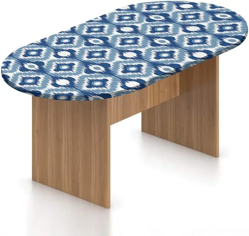Vista 15 de Mantel ovalado ajustable para patio, decoración de helado, de poliéster elástico, fondo de gofre con estampado de dulce verano, se adapta a mesas
