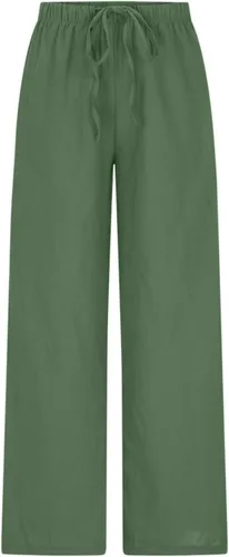 Vista 4 de JEGULV Pantalones palazzo de lino para mujer 2024 a la moda, casuales, holgados, de cintura alta, pantalones de pierna ancha, pantalones de playa