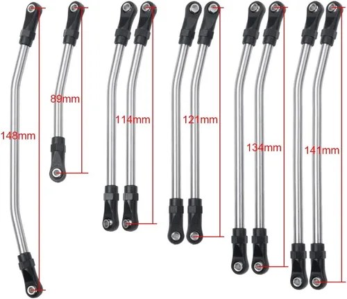 Vista 2 de 10 unids/set de acero inoxidable enlace de dirección Rod Linkage Set para Axial SCX10 Crawler