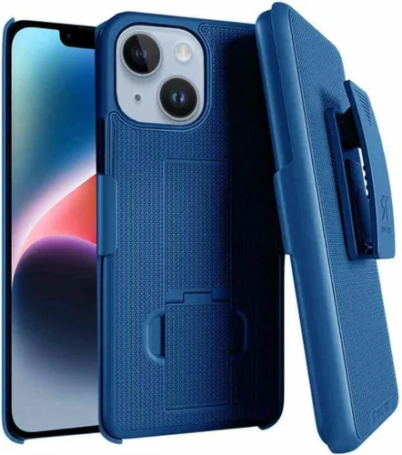 Vista 17 de Diseñada para iPhone 14 Plus - Funda con clip para cinturón y funda tipo pistolera - Funda protectora con soporte para teléfono - Negro (Puntos)