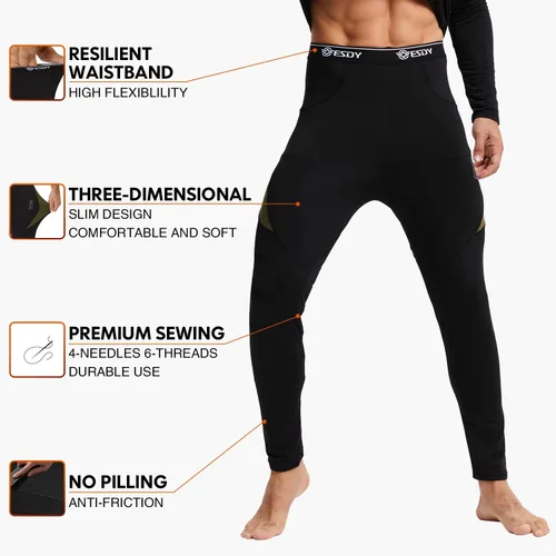 Vista 3 de Conjunto de ropa interior térmica para invierno, equipo de caza deportivo, capa base, parte inferior, peso medio