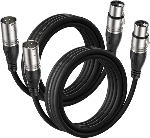Vista 25 de EBXYA Cable XLR de 2 pies, paquete de 10 unidades, cable de micrófono equilibrado premium con cable XLR de 3 pines macho a hembra, color negro