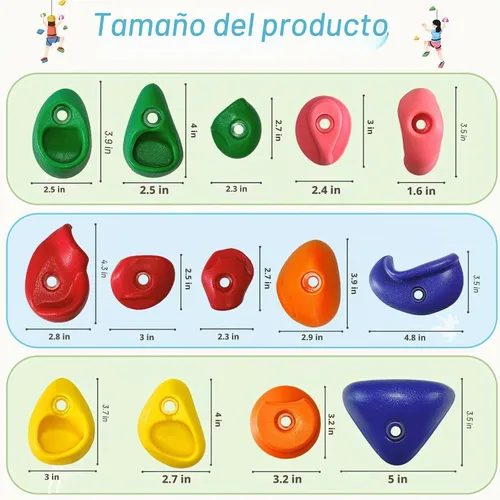 Vista 7 de 20 piezas de pared de escalada en roca para niños, soportes de escalada de pared de roca, juegos de agarre de pared de escalada para adultos con 20