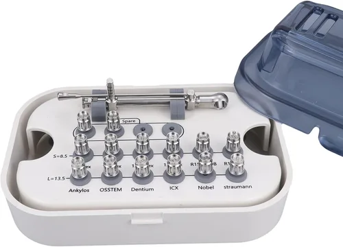 Vista 5 de NSKI Kit de prótesis de llave dinamométrica de implante, herramientas de destornillador universal, trinquete 10-70NCM con kit de controladores