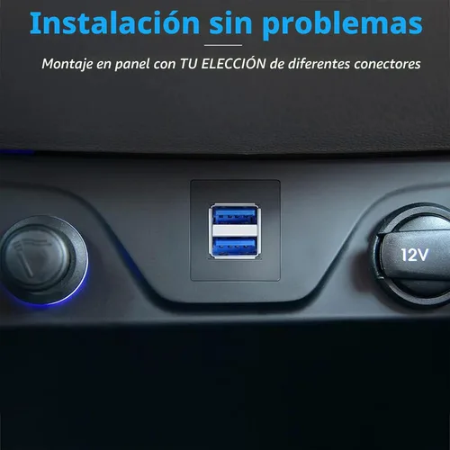 Vista 3 de USB 3.0 Cable de panel de extensión de montaje empotrado cuadrado doble, 3.3 ft Para coche, barco, motocicleta, 3 pies