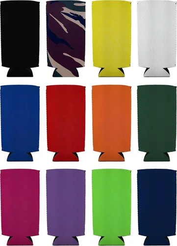 Vista 2 de Neopreno en blanco de 24 oz. Can Coolie (variedad de colores, paquete de 12)