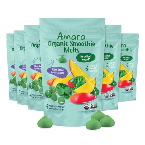 Vista 10 de Amara Smoothie Melts - Beets n' Berries - Snacks orgánicos para bebés con frutas y verduras - Yogur derretido a base de plantas - Snack saludable