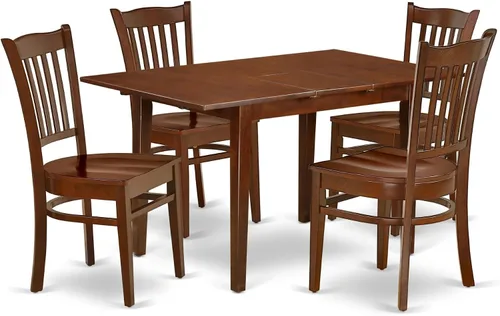 Vista 17 de East West Furniture NOGR3-BLK-W - Juego de mesa de comedor de 3 piezas para espacios pequeños que contiene una mesa de comedor rectangular con hoja
