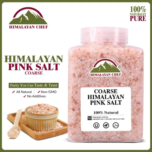Vista 2 de Himalayan Chef Sal rosa, gruesa, ideal para molinillos de sal y molinos de sal, rica densidad mineral para la salud, certificado Kosher y sin OMG