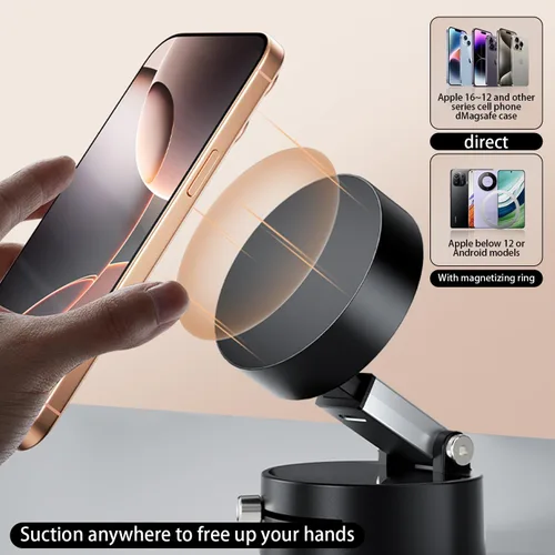 Vista 2 de Soporte magnético de succión para teléfono, compatible universal, plegable y retráctil de doble cara soporte magnético para teléfonos inteligentes