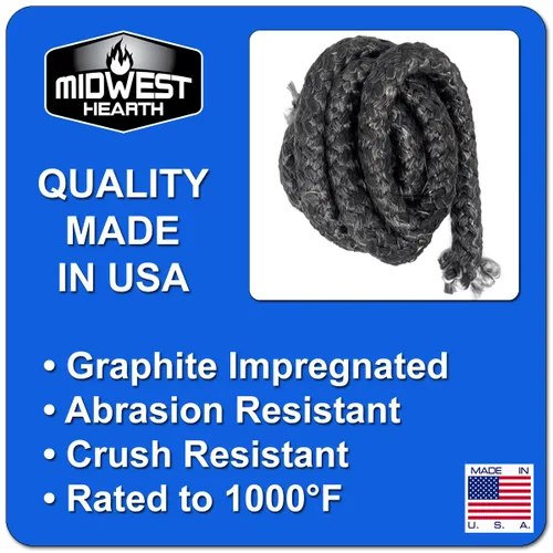 Vista 3 de Midwest Hearth, repuesto de junta de grafito impregnado de fibra de vidrio para estufas de leña