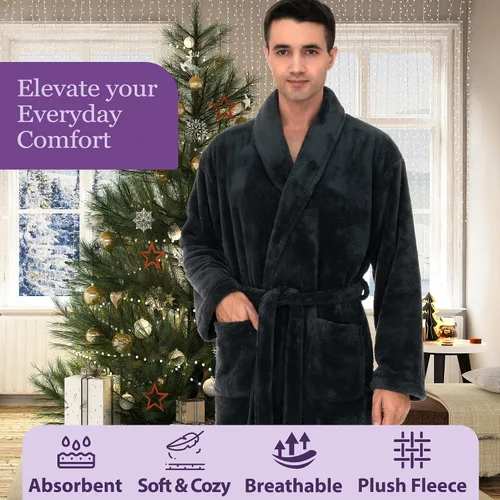 Vista 5 de TowelSelections Bata de baño de felpa súper suave para hombre
