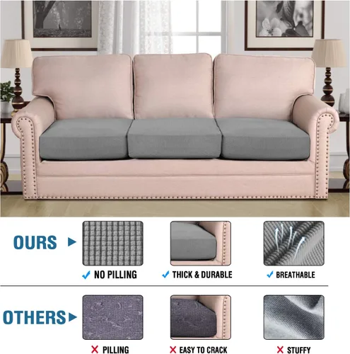 Vista 94 de H.VERSAILTEX - Fundas elásticas para cojín de sofá individual, fundas de asiento para silla de sofá, protector de cojín con tejido jacquard de sarga