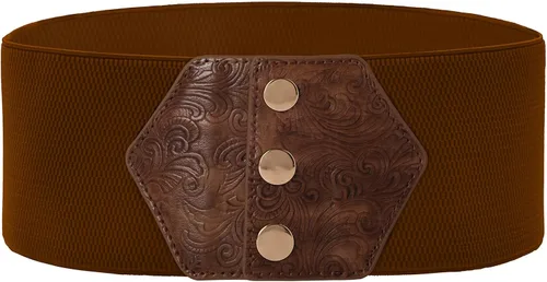 Vista 12 de GRACE KARIN Cinturón con botón de presión para mujer, cinturón elástico ancho para corsé, para vestido, con cintura elástica estirable Negro