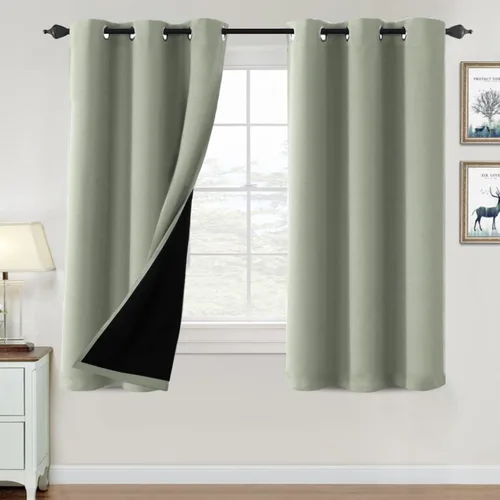 Vista 45 de H.VERSAILTEX Cortinas 100% de opacidad para dormitorio, con aislamiento térmico, cortinas opacas de 63 pulgadas de largo, cortinas de bloqueo