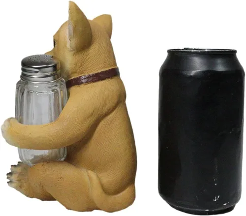Vista 7 de Ebros Picante - Juego de figuras de taza de té de color marrón claro, chihuahua con collar, salero y pimienta, 6.25 pulgadas de alto, Chi Chi Taco