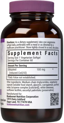 Vista 2 de Bluebonnet Ccellular Active CoQ10 Ubiquinol Cápsulas blandas vegetarianas, 100 mg, granate, 60