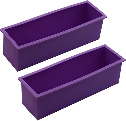 Vista 6 de 2 piezas molde de silicona para jabón rectangular flexible, para hacer velas, jabones caseros, manualidades (Azul)