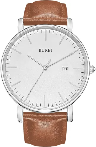 Vista 13 de BUREI Relojes de pulsera para hombre, relojes minimalistas de moda, analógicos de cuarzo, impermeables para hombres