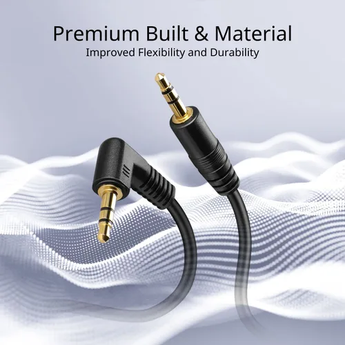 Vista 3 de TNP Cable de audio macho a macho auxiliar de 0.138 in (3 pies) – Cable auxiliar de ángulo recto de 90 grados – Cable de conector de auriculares TRS