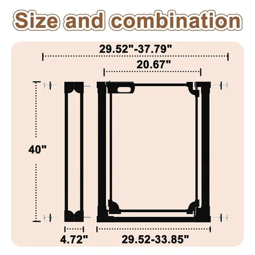 Vista 2 de WAOWAO Puerta de bebé de acrílico transparente de 40 pulgadas extra alta para escaleras, diseño moderno, puerta de acrílico con cierre automático