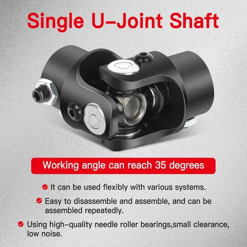 Vista 2 de CCIYU 3/4-36 Spline X 3/4 DD Eje de dirección negro Solo juntas universales U-Joint 3.268 in Universal Steering U-Joint Shaft U Joint Coupling