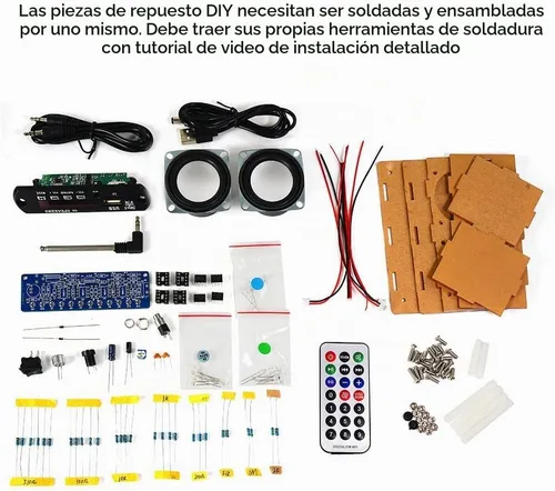 Vista 8 de Diymore Kit de altavoz Bluetooth para bricolaje, kit de práctica de soldadura de radio, altavoces duales y control remoto, para soporte