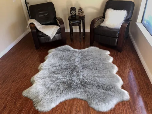 Vista 61 de LAMBZY Alfombra de piel de oveja auténtica, parte inferior gruesa y fuerte, fácilmente lavable, resistente a las manchas, perfecta para sala