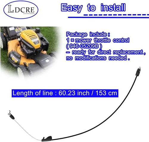 Vista 6 de 946-05209B Cable de control de velocidad, compatible con MTD Cub Cadet SC 300 500 HW E Z Series Walk Behind Mowers, cable de transmisión