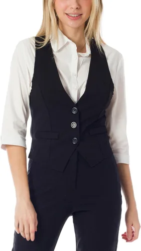 Vista 4 de Chaleco de esmoquin de espalda cruzada, versátil, diseño informal o formal, para mujer, de Design by Olivia
