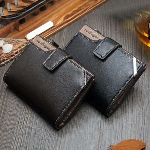 Vista 2 de MOTOZA Korean Casual Men's Wallet Short Vertical Multifunctional Card Holder Zipper Buckle Wallet