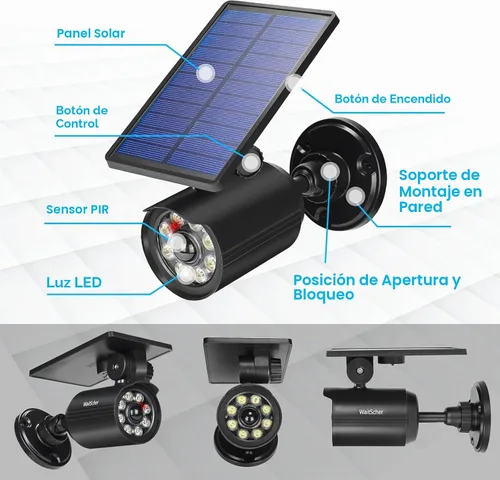 Vista 6 de Luces solares de movimiento para exteriores, luces con sensor IP67, impermeable, 3600 mAh, luz de seguridad para puerta delantera, garaje, entrada