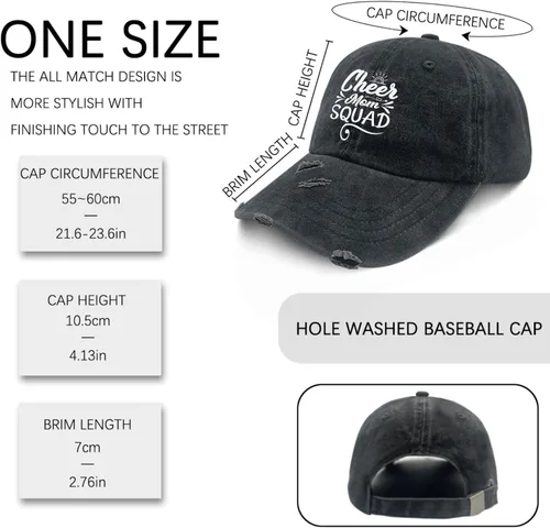Vista 3 de cheerr mmom Squads Hat for Women Sun Baseball Caps Trendy Washed Dad Hats Light