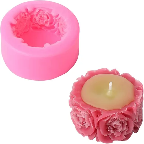 Vista 8 de Molde de silicona para velas de bola de flores, molde de jabón de flor de rosa, fondant, pastel de chocolate, caramelo, resina, arcilla