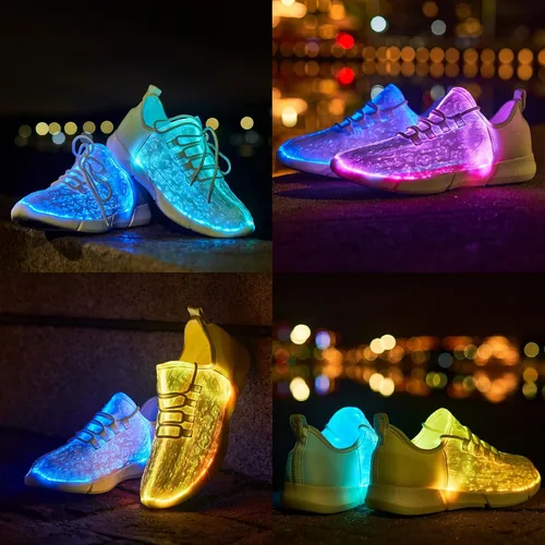 Vista 3 de PYYIQI Zapatos de fibra óptica LED con luz para mujeres y hombres, tenis luminosos intermitentes para festivales, Navidad, Halloween, fiesta de Año