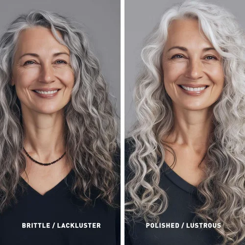 Vista 3 de Just Nutritive Juego de champú y acondicionador para cabello gris, ilumina y elimina el cobrizo y el amarillamiento sin tinte morado, aceite