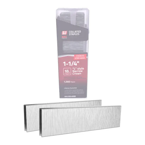 Vista 8 de Grip-Rite PrimeGuard Max - Grapas de corona estrecha calibre 18, acero inoxidable 304, grapas de estilo L para aplicaciones de madera a madera, 1/4