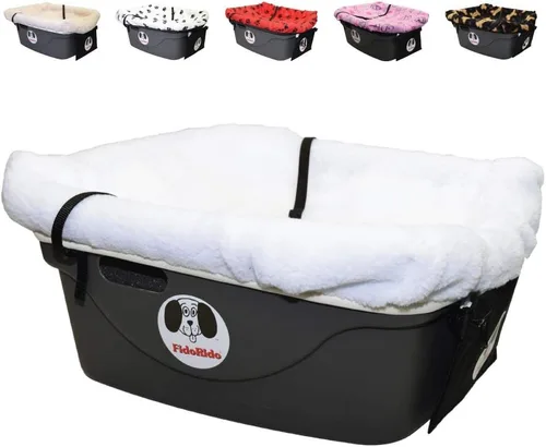 Vista 2 de FIDORIDO Asiento de automóvil para perro, asiento de auto con funda, arnés y correas, base de plástico duradero, cómodos cojines, fácil de instalar