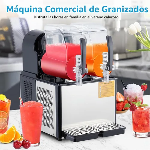 Vista 6 de Garvee Máquina de granizado comercial de doble tanque 4L × 2, grado comercial de 370 W, acero inoxidable autolimpiante, operación simultánea de dos