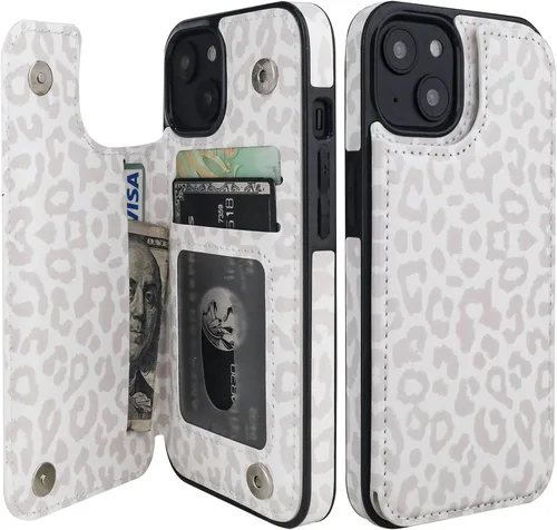 Vista 39 de HAOPINSH Funda tipo cartera con tarjetero para iPhone 14/13, diseño de Girasoles Bandera Americana